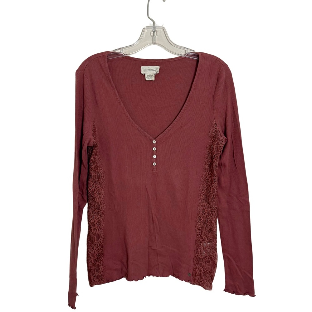Vintage Y2K Denim & Supply Brown Henley Size Large Elena Gilbert Vampire Diaries